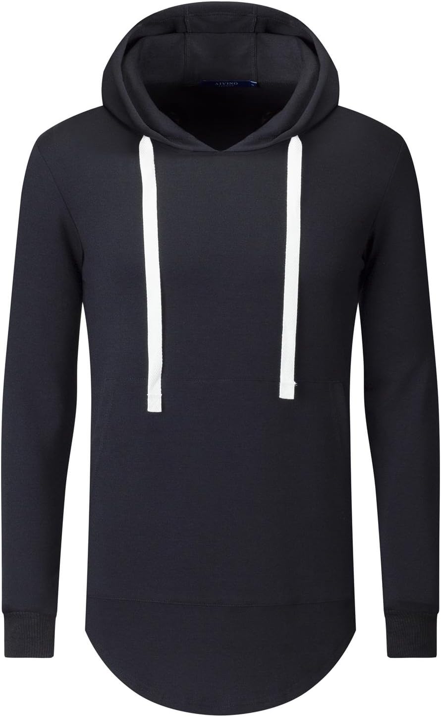 AIYINO Plain Pullover Hoody Hooded Top Hoodie for Mens Hooded Sweatshirts