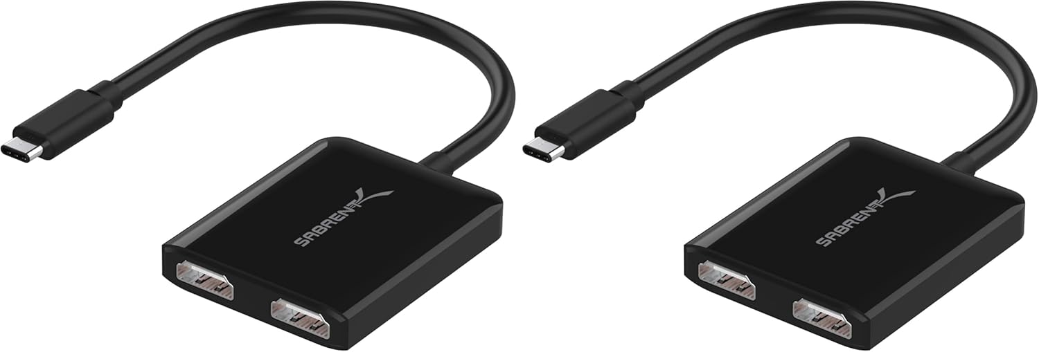SABRENT USB Type C Dual HDMI Adapter [Supports Up to Two 4K 30Hz Monitors, Compatible with Windows Systems Only] (DA-UCDH) (Pack of 2)