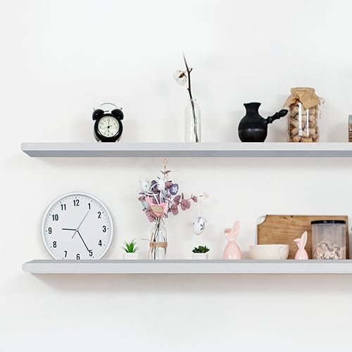 Miniatura 3 de Estantes flotantes de 24 pulgadas de largo, juego de 2 estantes de madera rústica montados en la pared, estante de repisa de pared con soportes de