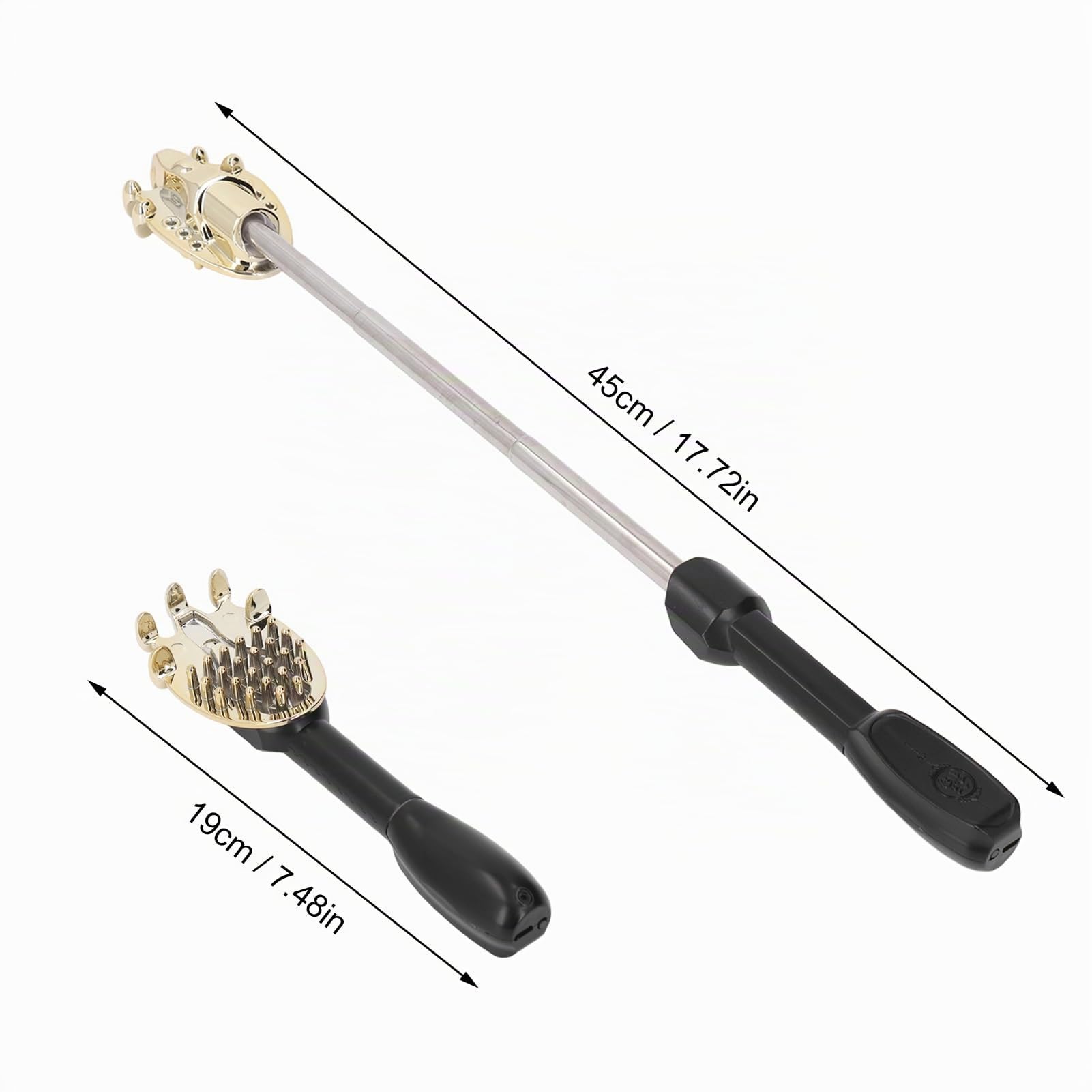 Rastreador de Espalda Eléctrica, 45 Cm Extensible con Vibración Automática y 5 Cabezales de Masaje, para Adultos Espalda, Alivio de Picazón en el Cuello en el Hogar Viajar (BLACK)