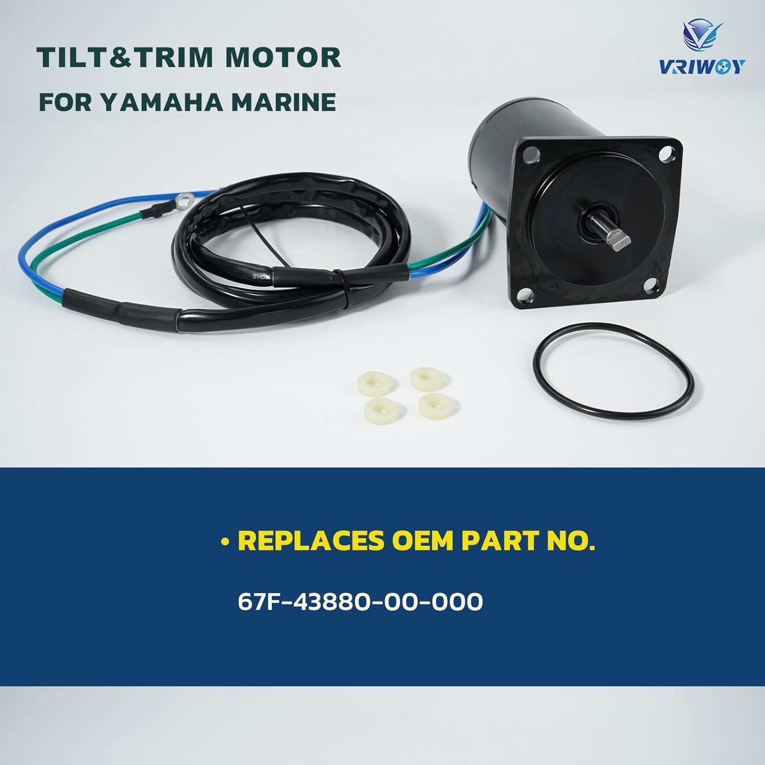 Tilt Trim Motor Assembly 67F-43880-00-00, 67F-43880-01-00, 67F-43880-02-00 Replacement for Yamaha F75 F80 F90 F100 HP 4-Stroke Outboards (2-Wire 4-Bolt)