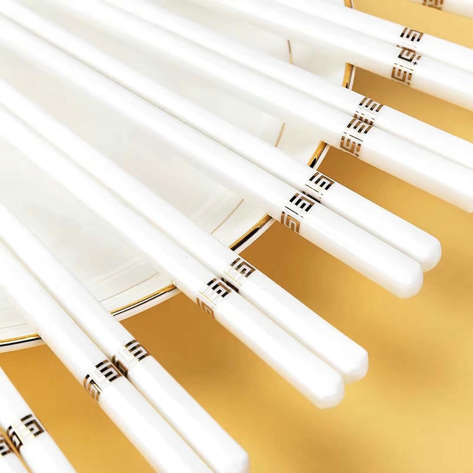 Lot de 10 paires de baguettes en alliage d'argent en céramique minimalistes et créatives chinoises