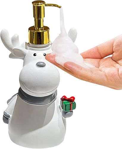 Dispensador de jabón de renos de dibujos animados, tarro de jabón líquido recargable para baño, dispensador de líquido de animales de Navidad de