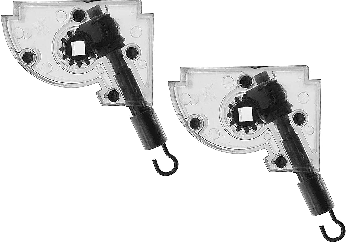 Cutelec White 2Pcs 2" Low Profile Wand Tilter Mechanism With Square Zinc Gear 3/16" Hook Connection For Low Rail Horizontal Wood And Faux Wood Blinds Headrail