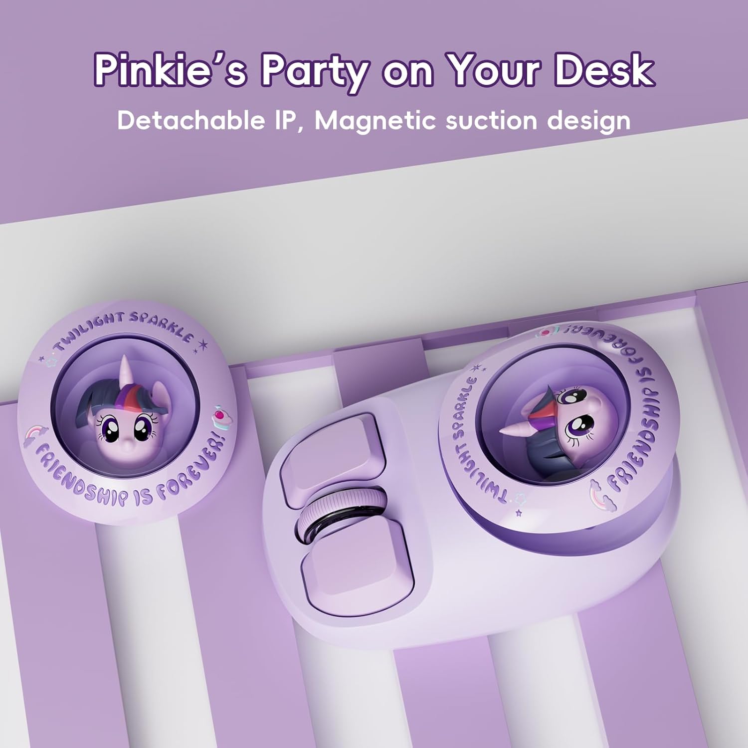 My Little Pony Wireless Mouse - Twilight Sparkle Edition, 3D Character Design Silent Click Mouse with 1600 DPI, Dual-Mode (2.4GHz/Bluetooth), Ergonomic for Mac/Windows