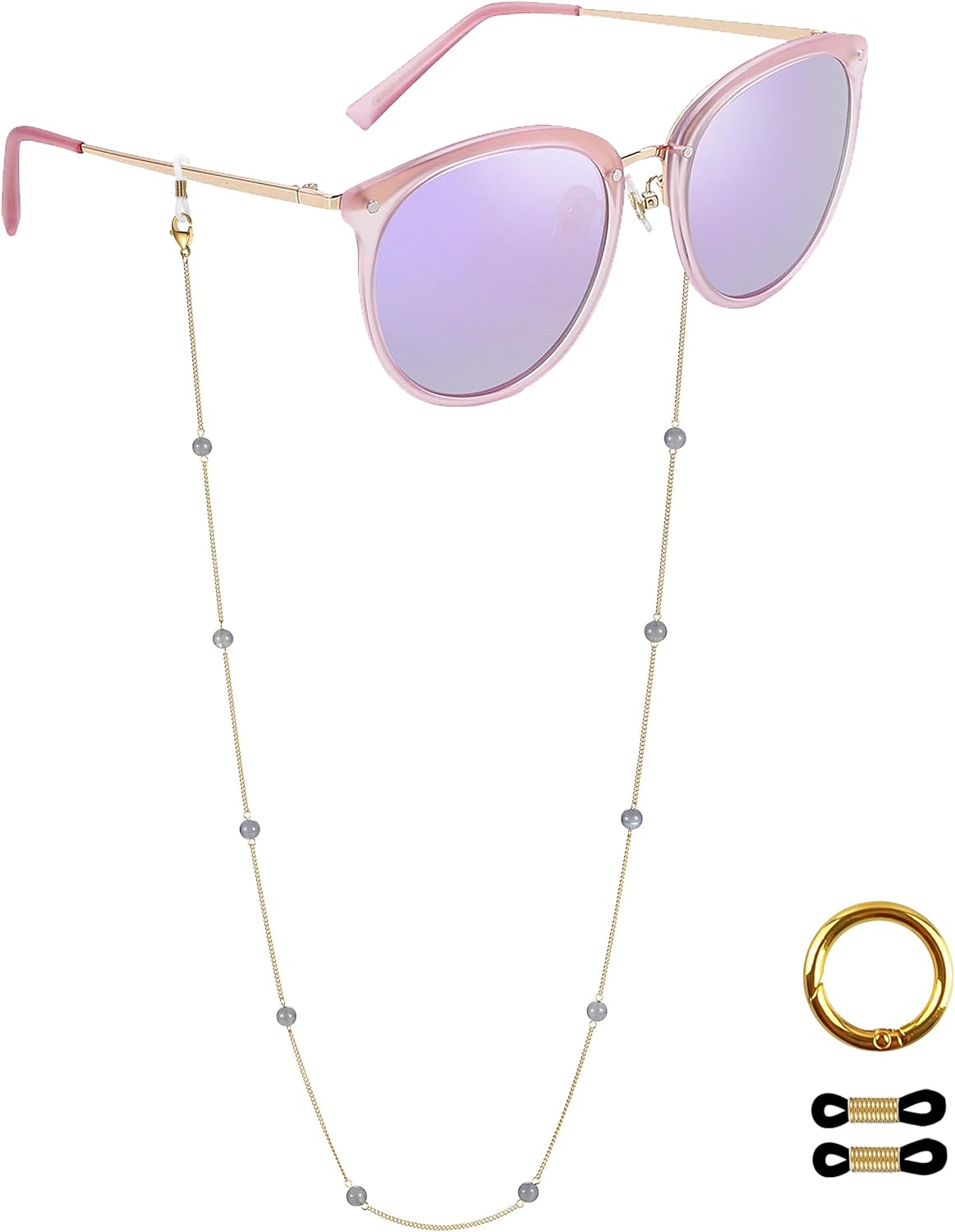 Crystal Glasses Holder, Sunglasses Chain Collection For Adults-Perfect Gifts For Women/Teen Girls 15.grey Moonstone-grey