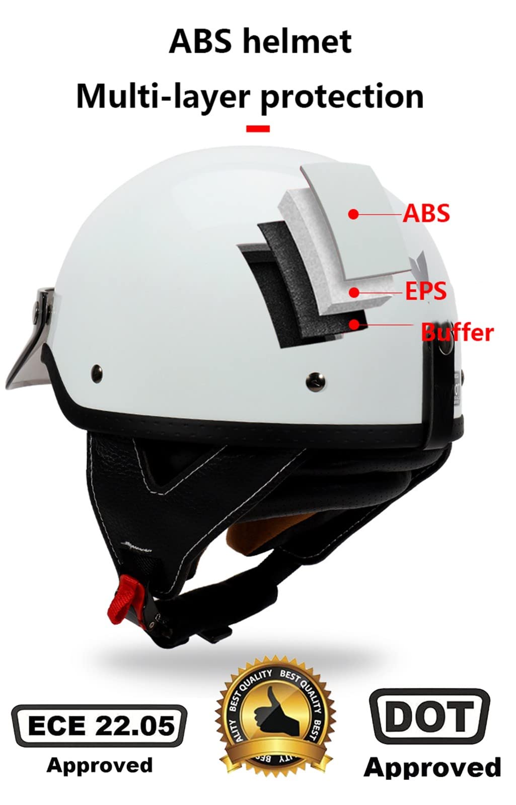 Aperto Caschi Da Moto Jet, Aperto Caschi da Moto Portatile ECE Omologato, retrò Motociclo Aperto Faccia Casco Scooter Casco per Moto Adult Donna Uomo