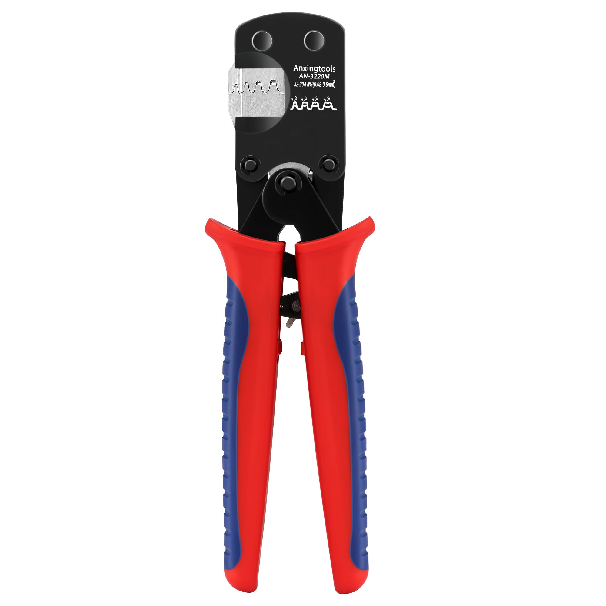 Anxingtools Micro-Connector Pin Crimpzange 0,03–0,52 mm² 32–20 AWG Ratschen- Crimper für D-Sub, offener Zylinder, passend für Molex, JST, JAE, neu