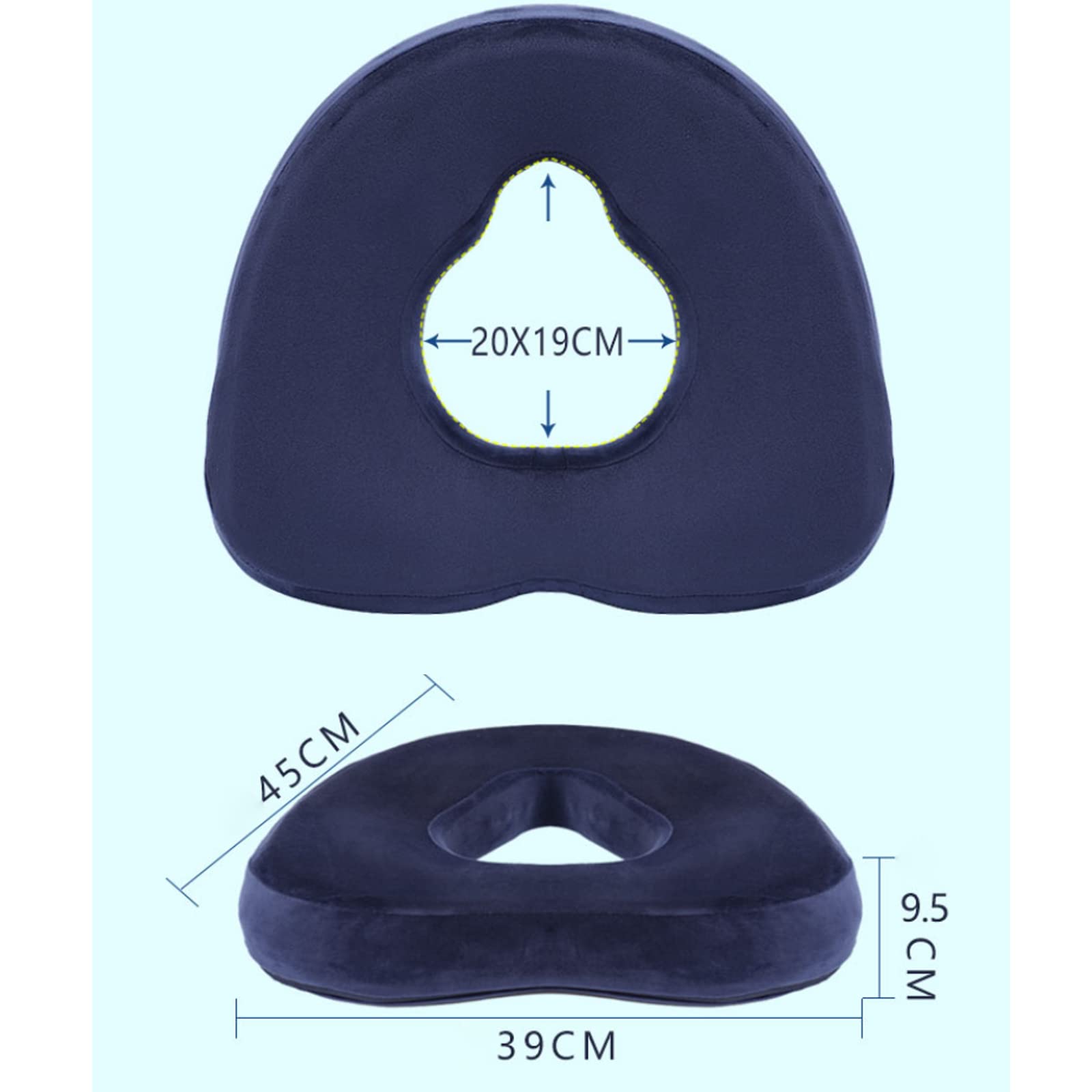 NEFSO La Espuma viscoelástica del cojín del Asiento del Donut Reduce la presión para Las Personas Que sufren de hemorroides y almorranas, Dolor de coxis, cirugía posnatal y posquirúrgica, Azul (Azul)