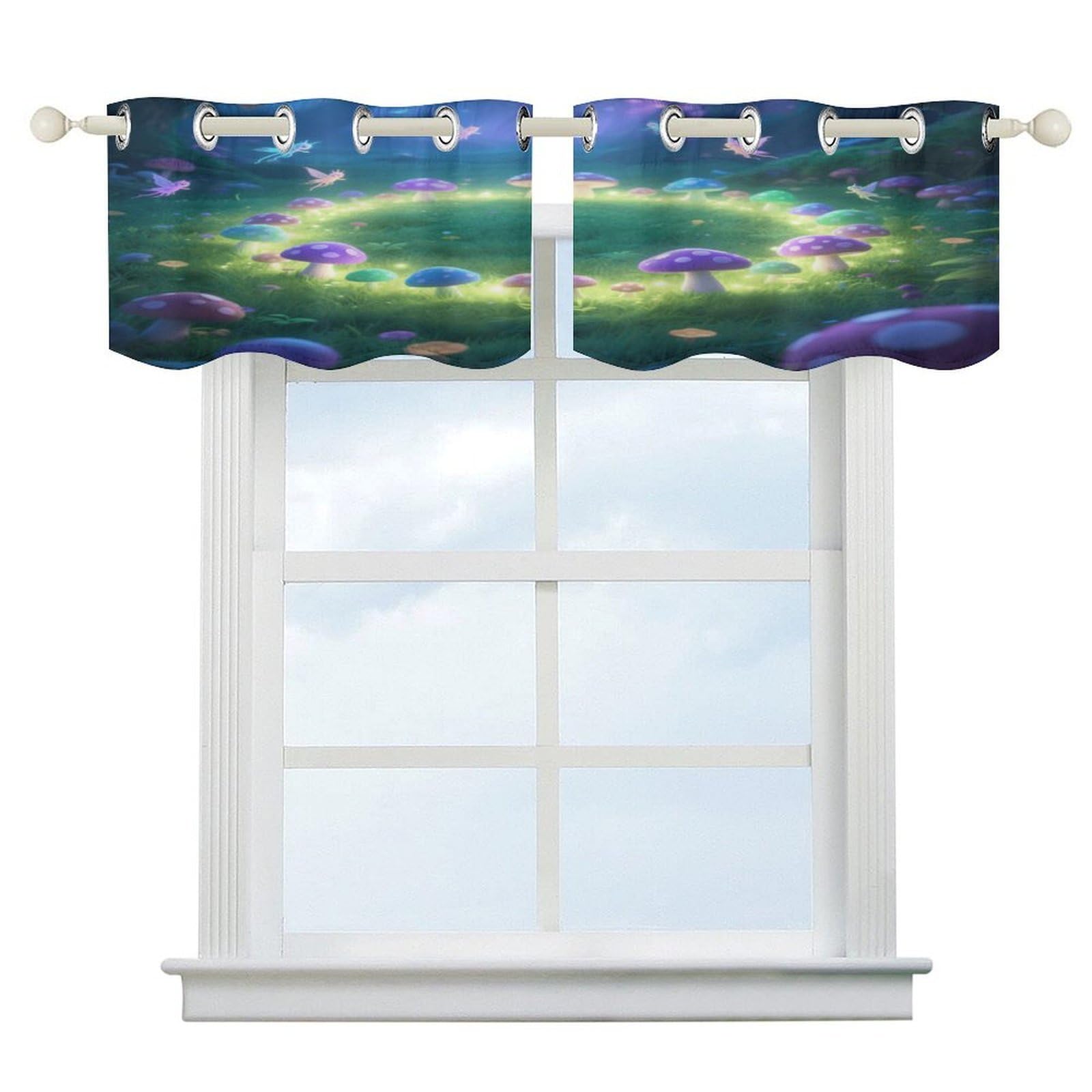 Fekiloot Style Mysterious Grassland Short Curtains Valance Curtain