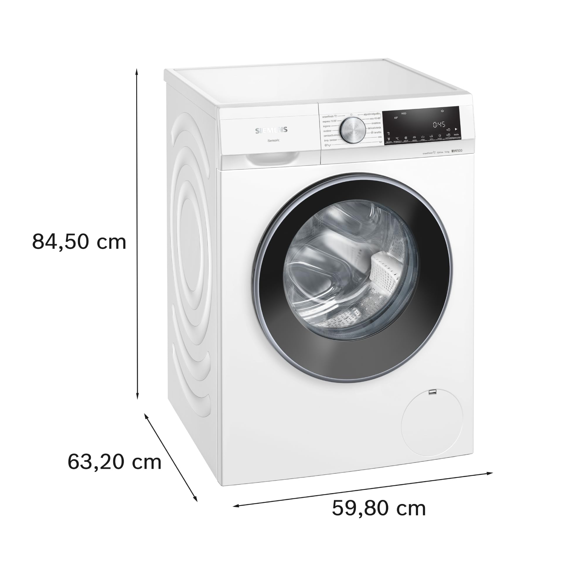 Siemens - Lavadora de carga frontal, 10 kg, iQ500, smartFinish, antiManchas, Blanco, WG54G2Z1ES