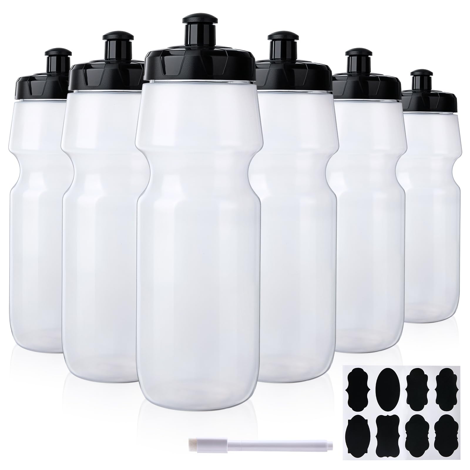 Belinlen 6-Pack 25 oz Sports Squeeze Water Bottles