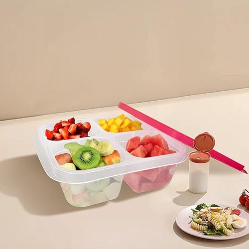 Miniatura 6 de AQSXO Contenedores de comida Bento, almacenamiento de alimentos dividido con tapas para viajes, recipientes reutilizables para almuerzo de