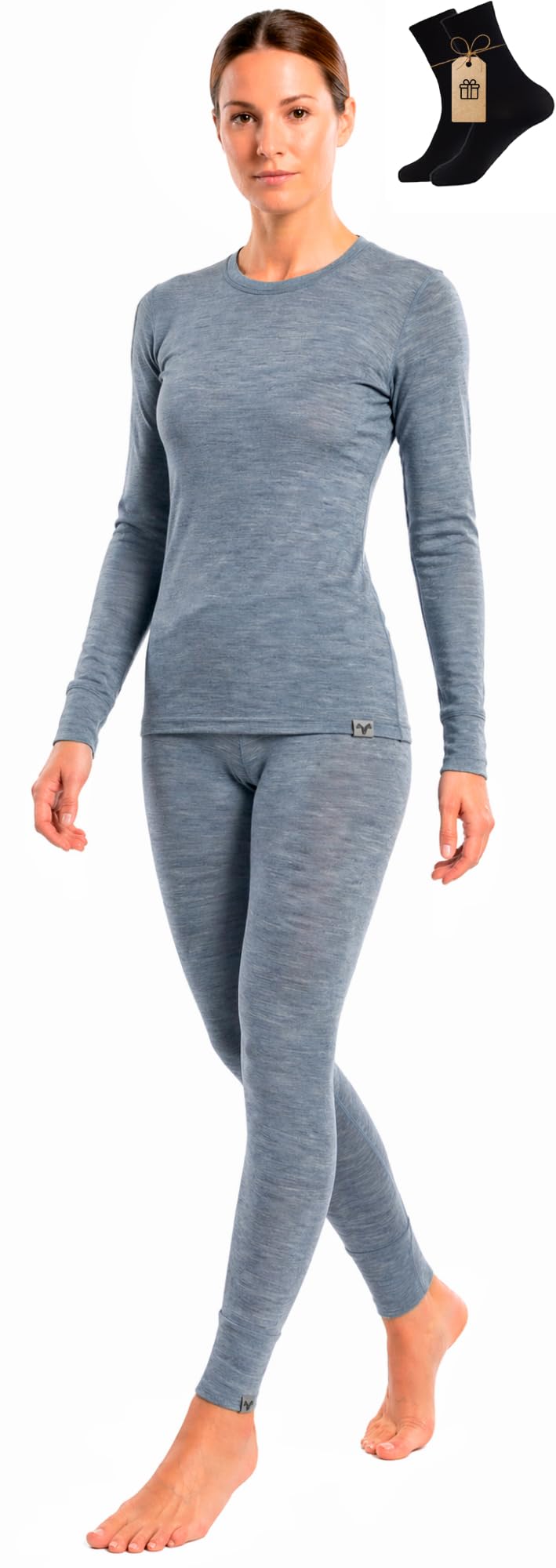 100% Merino Wool Base Layer Set Women - Thermal Underwear Long Johns PJs