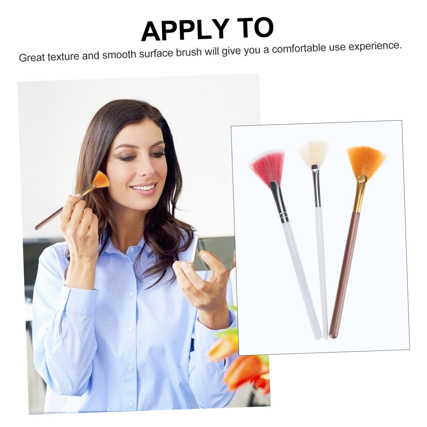 VINTORKY Makeup Set 3pcs Fan-shaped Brush for Women Safe Material Smooth and Comfortable