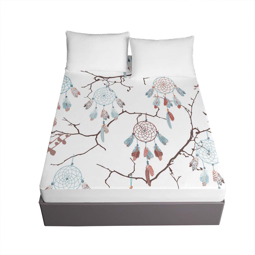 Drap housse microfibre 160x200x30 cm motif attrape-rêves 3D