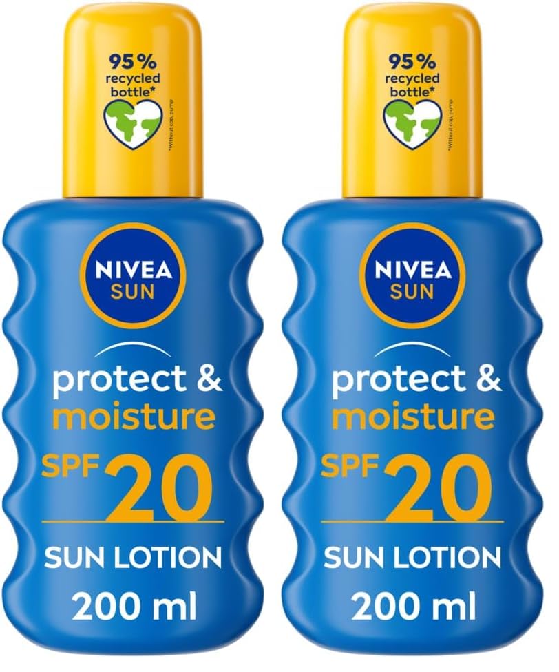Spray solaire NIVEA SUN Protect & Hydrate FPS 20 hydratant et résistant à l'eau en lot de 2 flacons