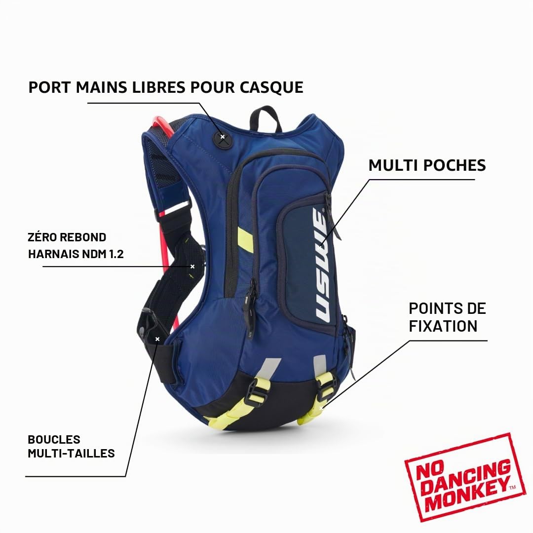 USWE Raw Sac à dos d'hydratation avec poche à eau, haut de gamme, sans rebond pour moto Enduro et tout-terrain