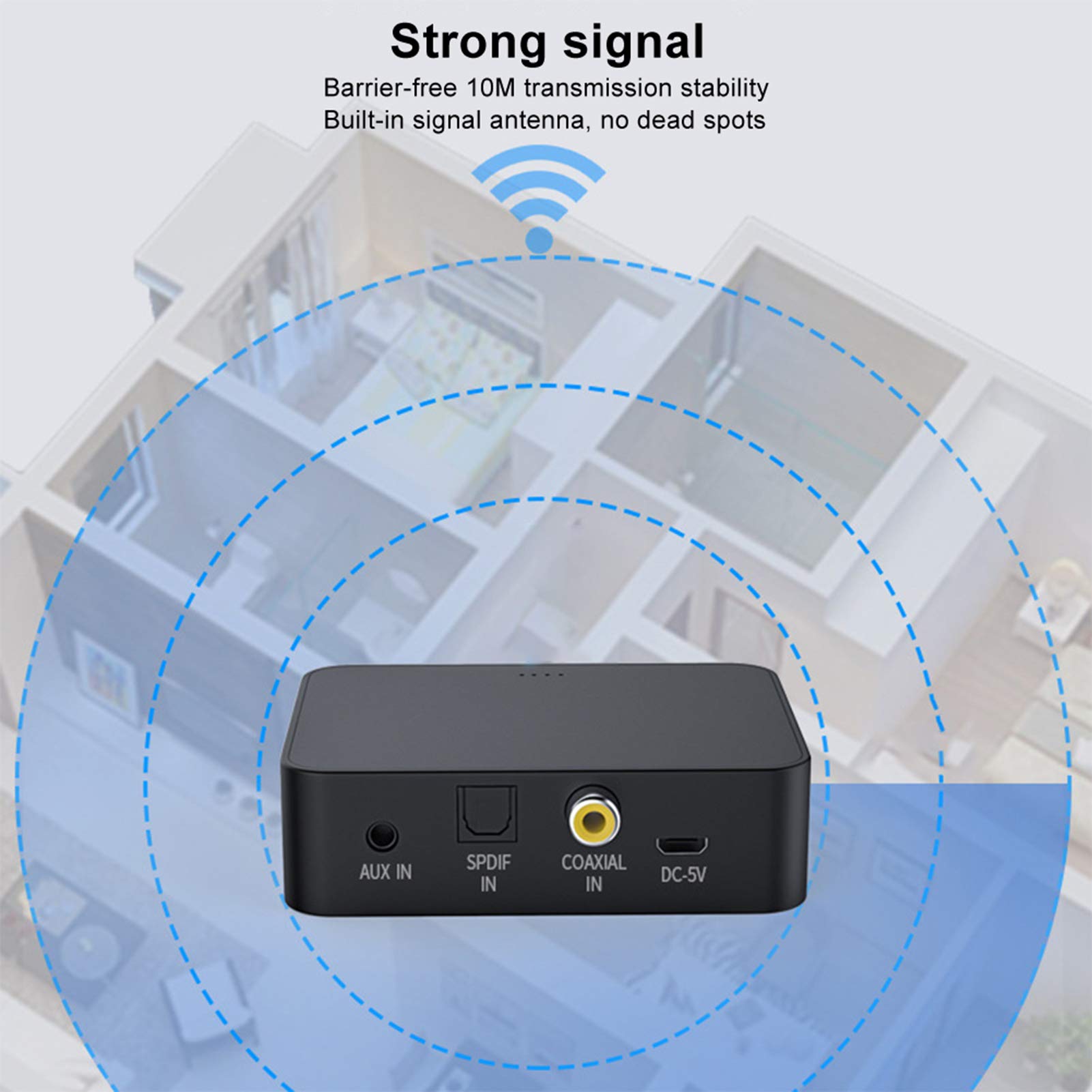 Adattatore Audio Bluetooth 5.0 Multifunzione Trasmettitore e Ricevitore con Input Coassiale e Fibra Ottica per Sistemi Hi-Fi, TV e Console di Gioco