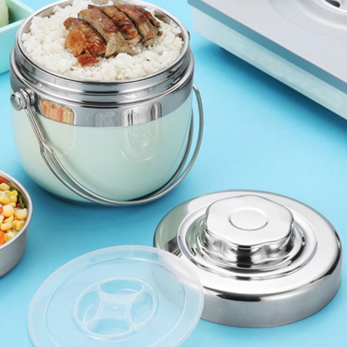 TOYANDONA Portapranzo in Acciaio Inox Doppio Strato 1,5l Verde