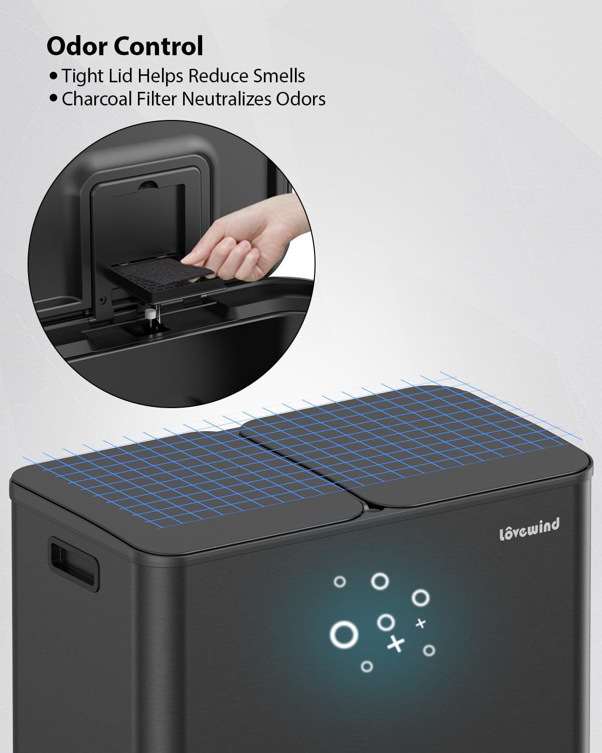 Lovewind Dual Compartment Trash Can with odor control features