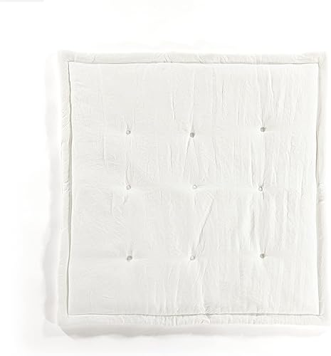 Lush Decor Alfombra de juego cuadrada con borde para bebé, 36 x 36 pulgadas, color blanco