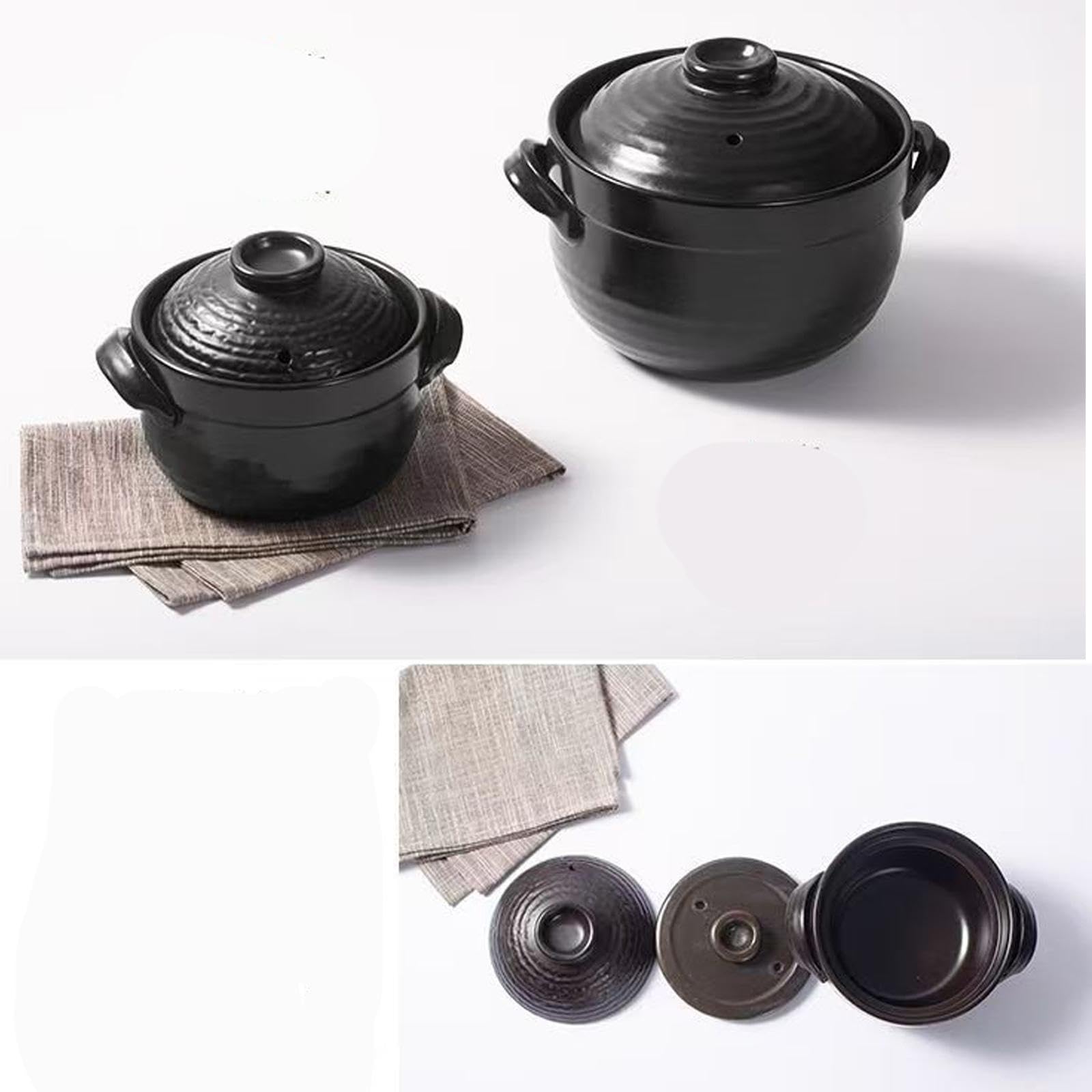 Amazon｜炊飯器 直火対応- 万古焼 黒釉メタル 二重蓋ご飯釜 3合炊き