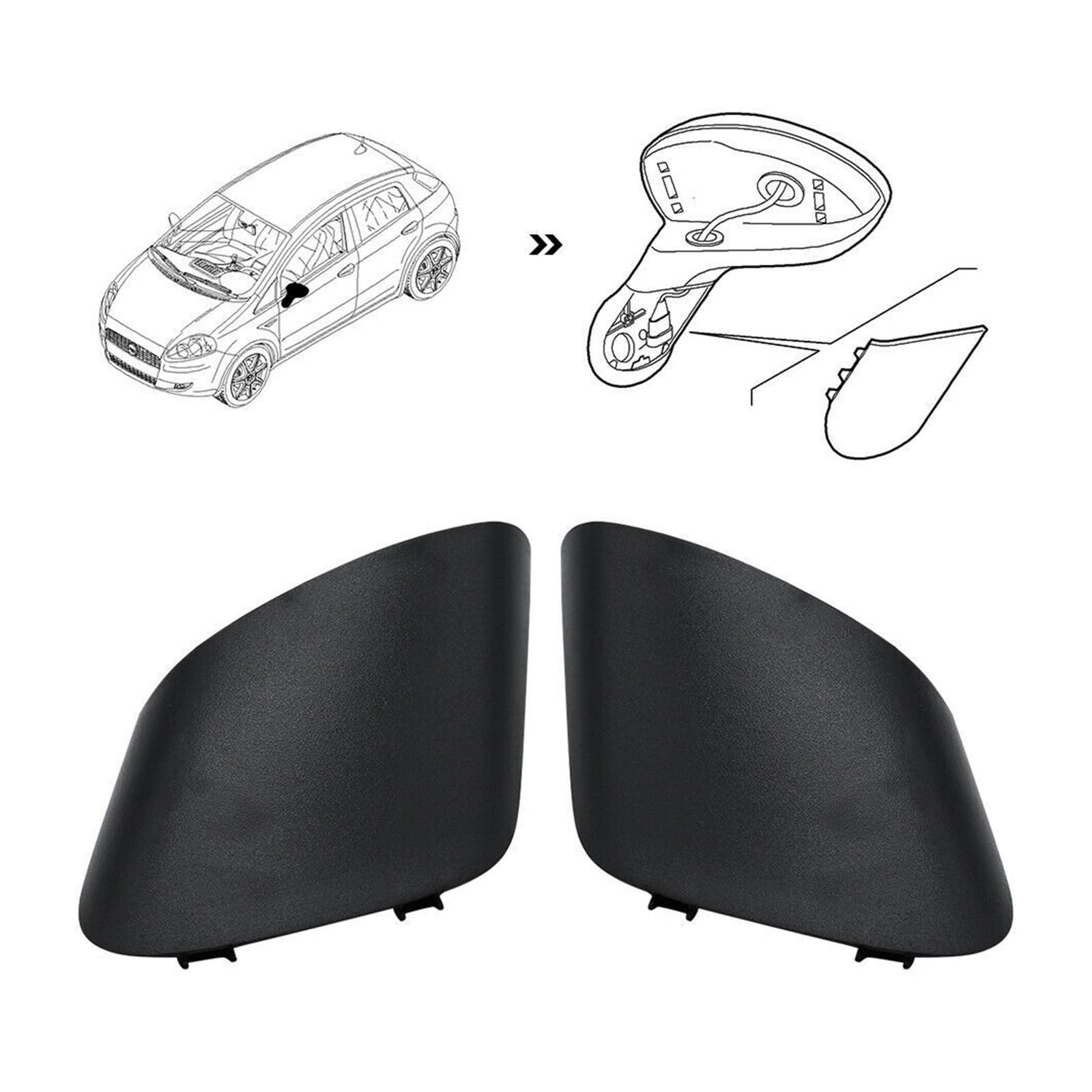 Specchietto retrovisore dell'automobile Per Fiat Per Grande Per Punto Per EVO Sinistra Destra Sostituzione Portiera Auto Specchietto Retrovisore Coperchio Vite Tappo(1Pair)