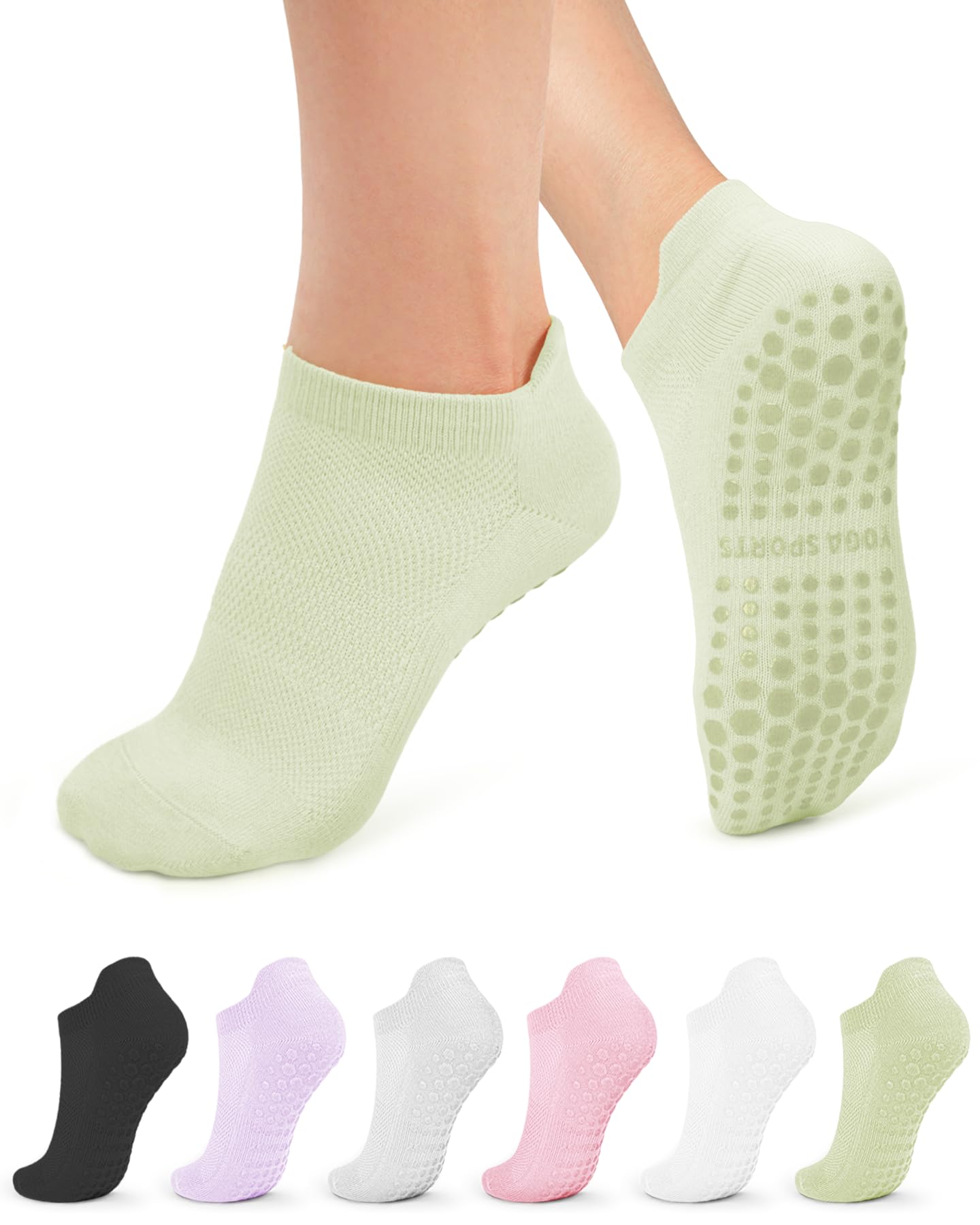 Pilates Socks Grip Socks for Women-Non-Slip Yoga Socks for Ballet Dance Barefoot Workout Pregnant Crew Socks