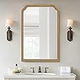 Amorho 24x32 Inch Bathroom Mirror for Wall, Oak Wood Grain Metal Framed Mirror, Anti-Rust, Hang Horizontally/Vertically, Suitable for Bedroom, Farmhouse, Bathroom, Decorative