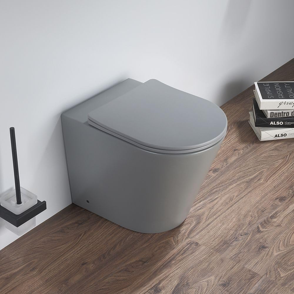 Milano Pebble Elements Round Back To Wall Toilet Wc Pan Soft Close Seat