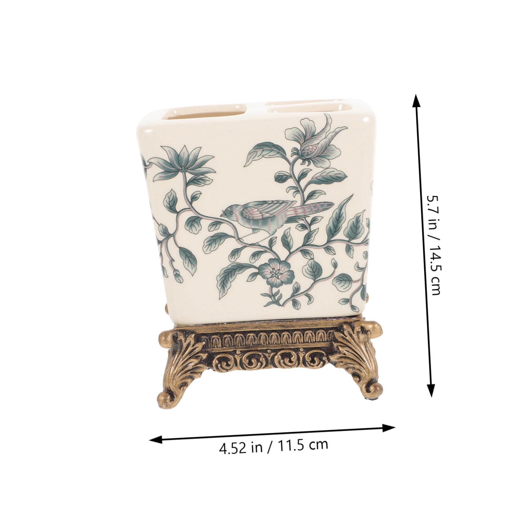 NUOBESTY Portaspazzolini in Ceramica Stile Vintage Europeo, Design Multifunzionale e Compatto per Bagno di Casa, per Spazi Ridotti e Uso Quotidiano