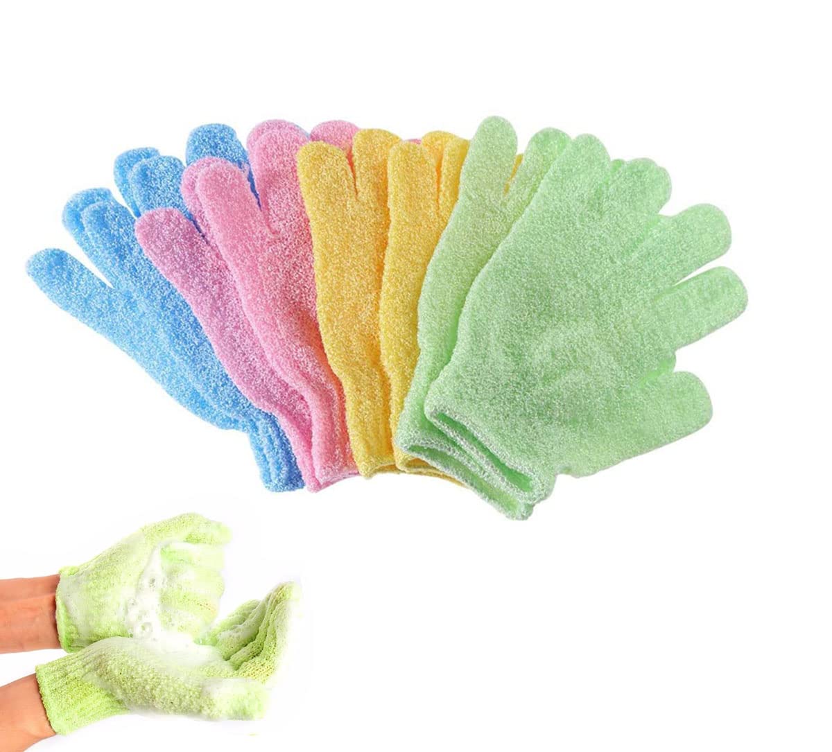 ELECDONBody Scrub Exfoliator Exfoliator Exfoliating Bath Gloves for Body Scrub Exfoliator Exfoliating Gloves for Women Men Shower Spa Massage and Body Scrubs Dead Skin Cell Remover 4 Pairs