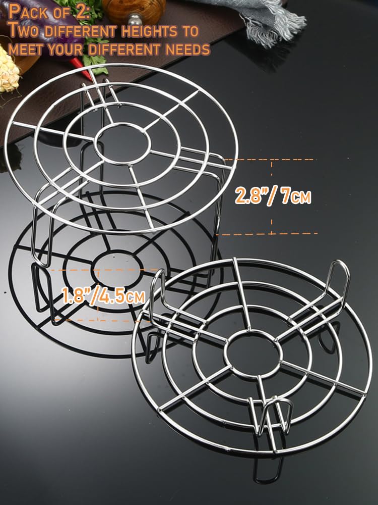 Rundes Kühlgitter zum Dämpfen, 2 Stück, Durchmesser 18 cm, robustes Edelstahl-Dampfgarer-Gestell, Grillrost, Einmachrost, Kühlgitter zum Backen, Konserven, Kochen (Höhe 4,6 cm und 7,1 cm, 18