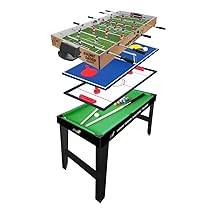 Sport1 Maxi Supertable calcetto multigioco 4 in 1. Calcetto balilla misure 122x60x81,5cm. Bigliardino da casa multiuso: calcetto 4 vs 4, ping pong, hockey, biliardo. Completo di accessori. Idea regalo