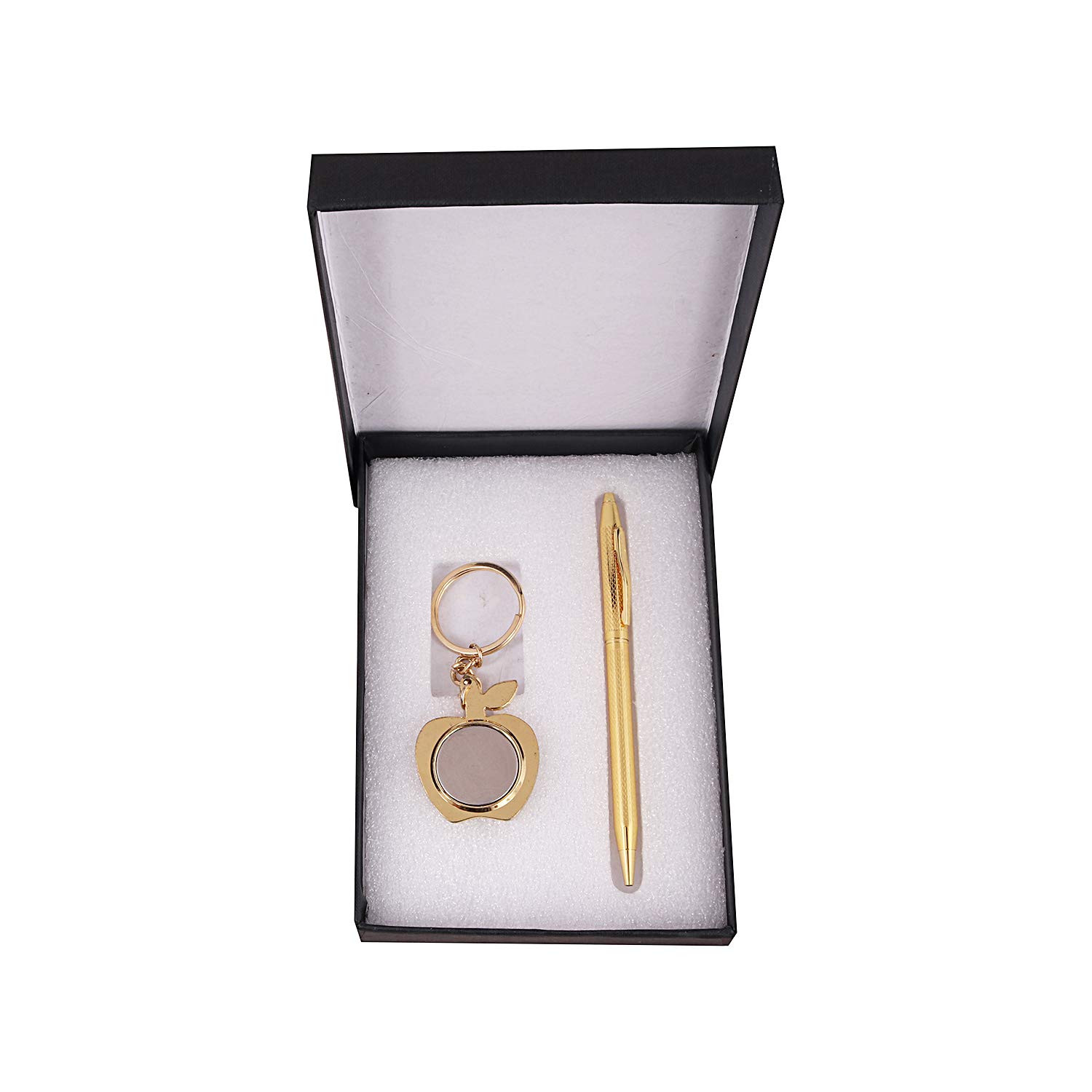 Lavanaya Silver - Gold Plated Premium Sleek Ball Pen And Key Ring Gift Set For Birthday | Personalized | Corporate Gifting