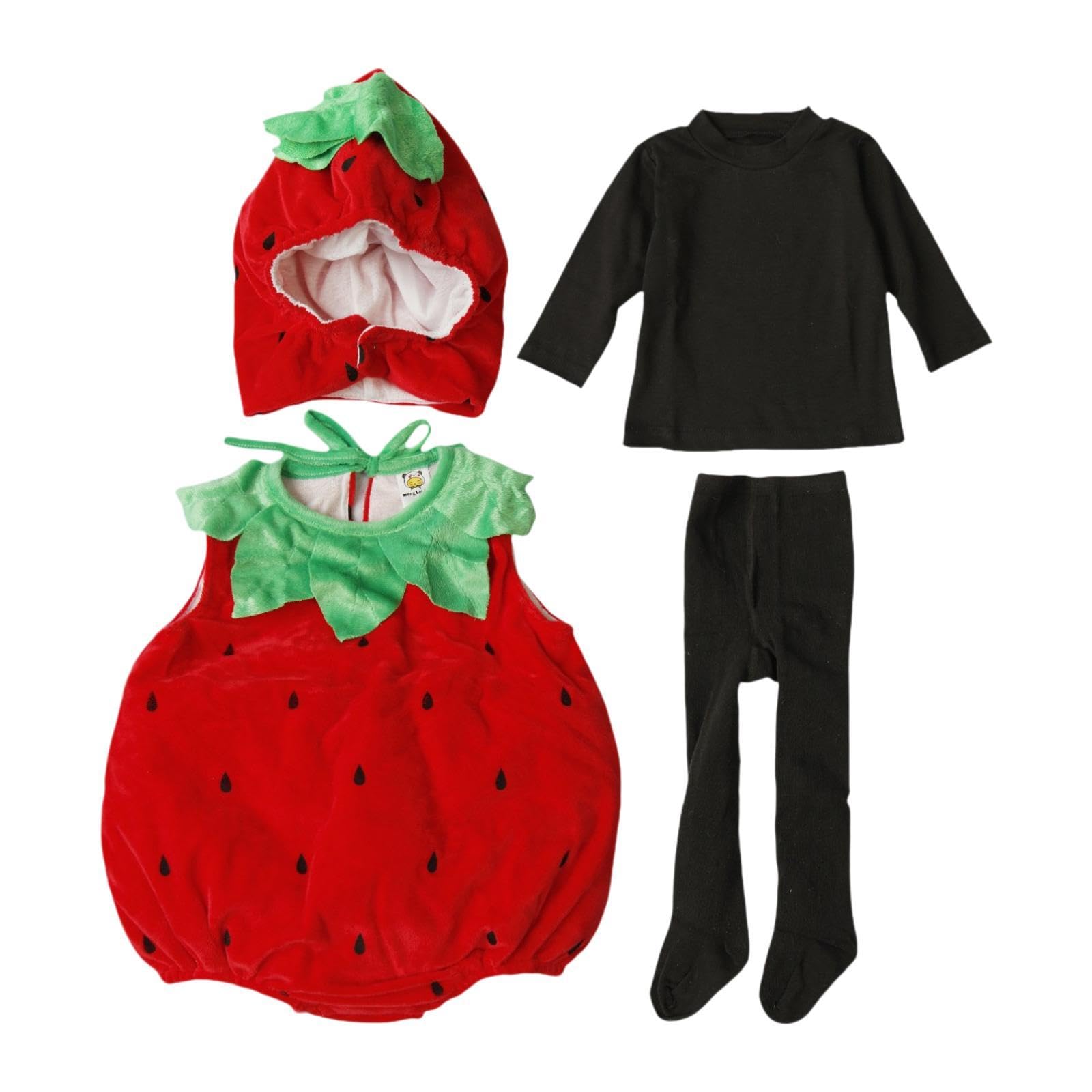 Set Costume da Frutta: Leggings con Cappuccio per Bambini E Bambine, Perfetti per Compleanni, Feste in Maschera, Carnevali E Come Accessori per Costum, Strawberry L