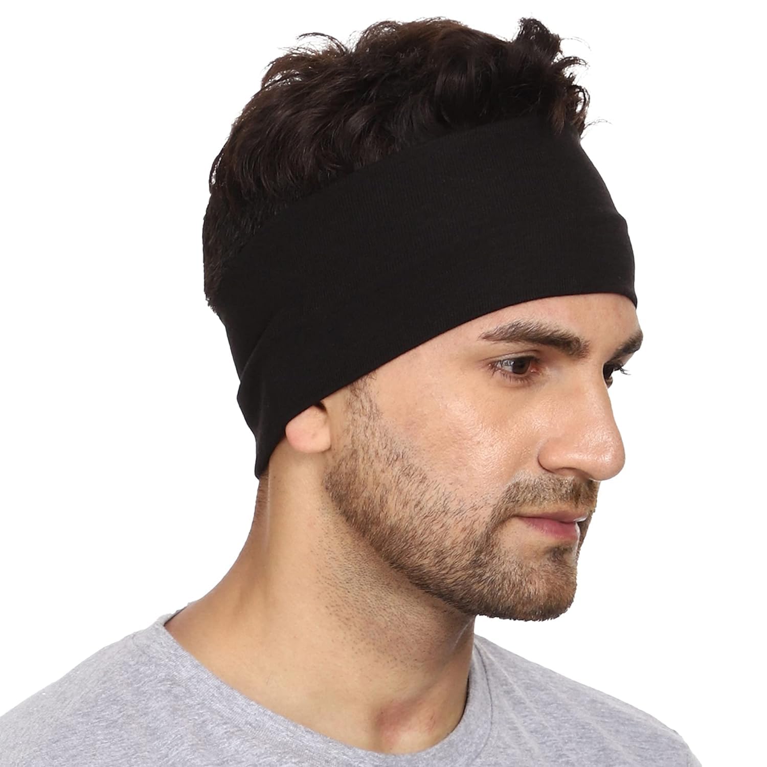 UMANI® Moisture Wicking and Non-Slip Exercise Workout Cotton Headband for Men and Women (Black)