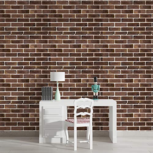 Image of DWELLSINDIA Dark Brown Bricks Self Adhesive Wallpaper, Waterproof, Scratch Resistant, Laminated (41cm x 244cm, Multicolour)