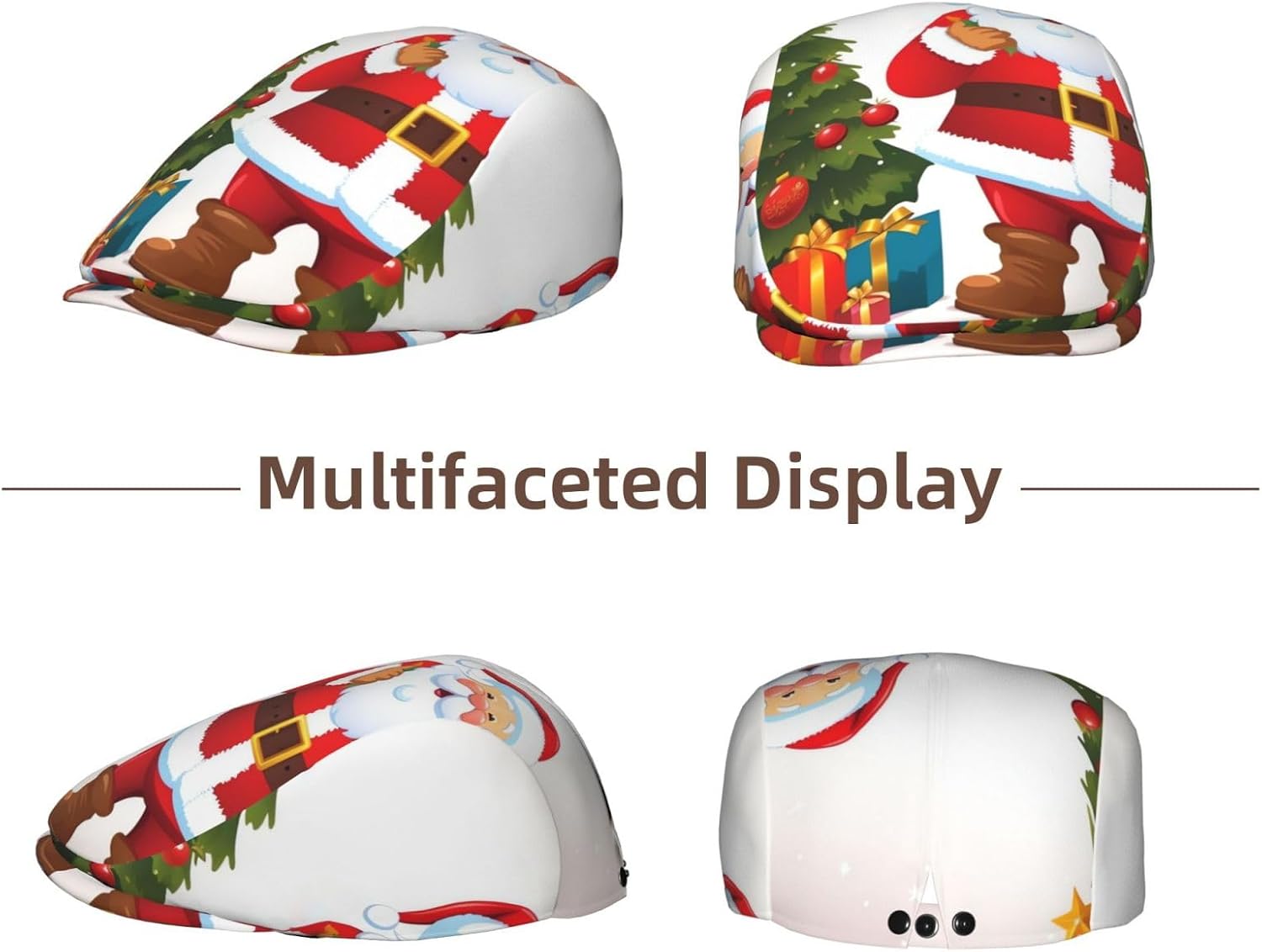 Santa Claus Christmas Tree Xmas Newsboy Cap for Men Women Classic Flat Cap