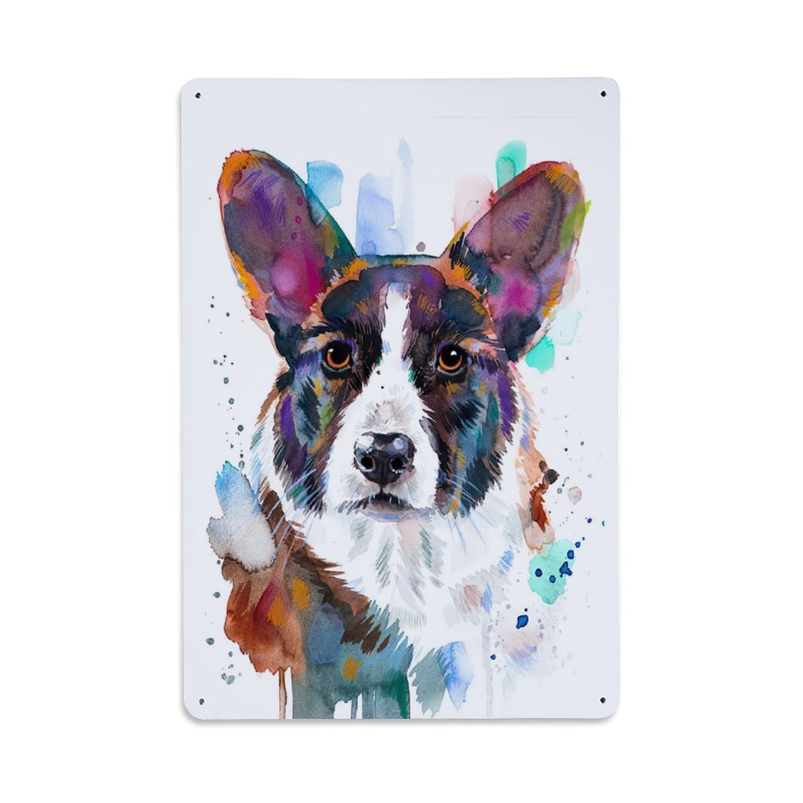 Vintage Watercolor Animal Companion Whimsical Pet Wildlife Metal Tin Sign Plaque Wall Decor for Cafe, Man Cave, Club Bar, Office, Home Garden Round Metal Poster 8x12Inch
