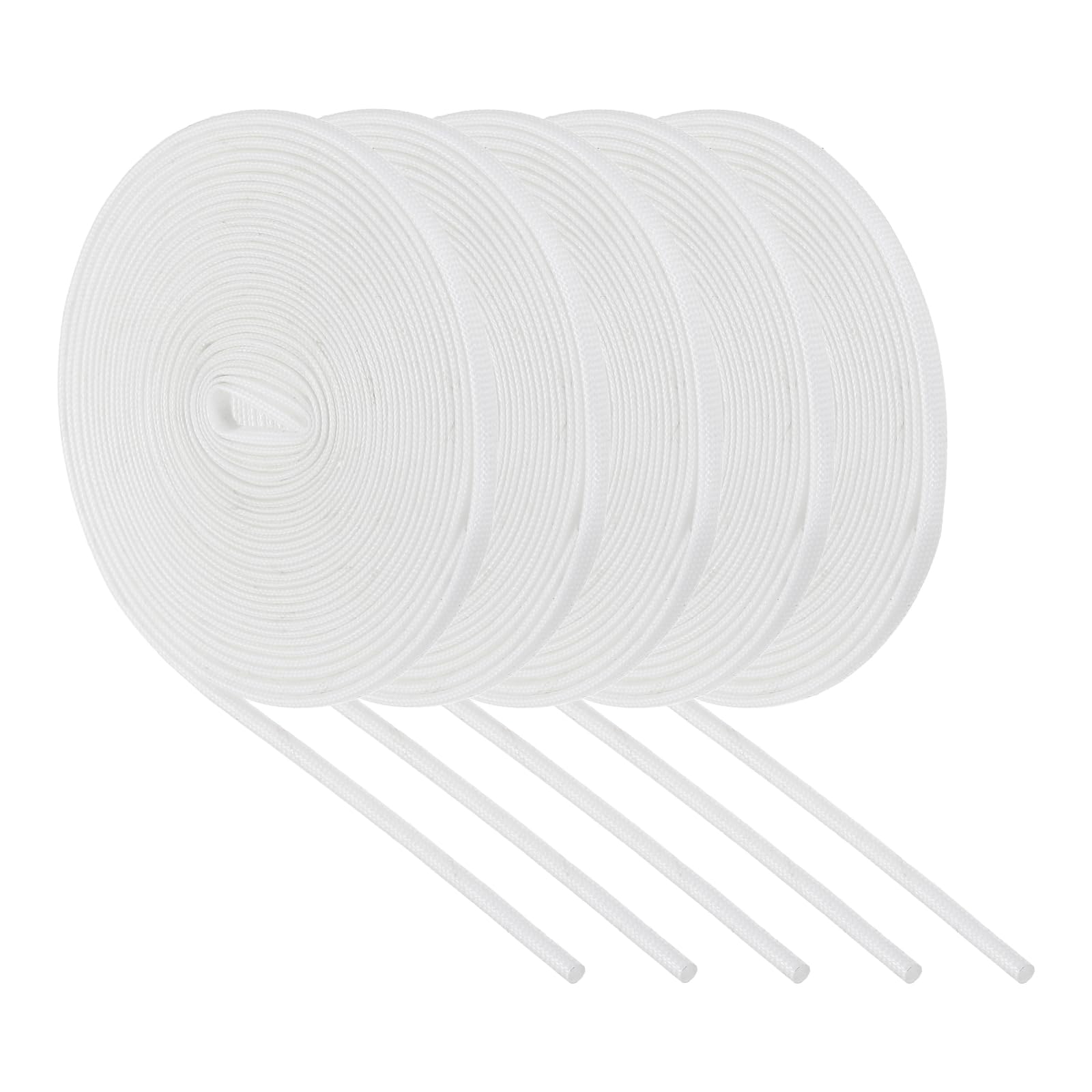 sourcing map 5Pcs Wire Insulation Braid Fire Sleeve,16.4Ft-2.5mm ID White, High Temp Silicone Coated Fiberglass Sleeving for Automotive Hose Lines Electrical Wiring