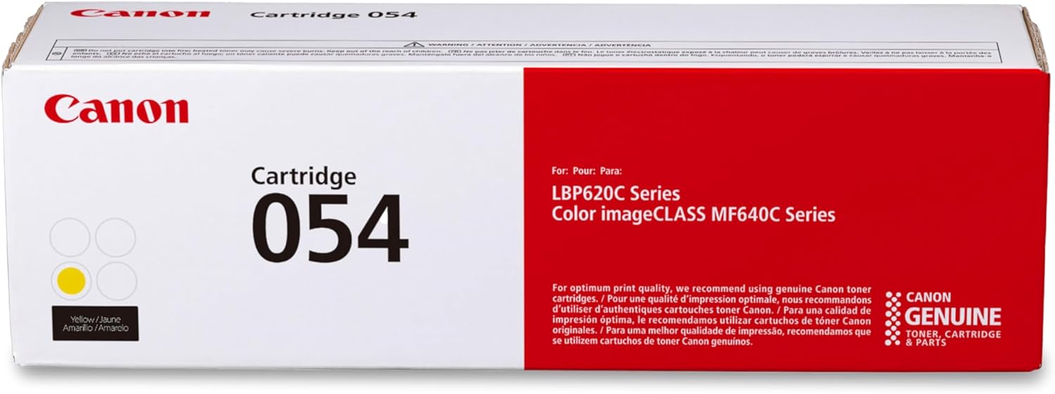 Canon Genuine Toner, Cartridge 054 Yellow (3021C001) 1 Pack, for Canon Color imageCLASS MF641Cdw, MF642Cdw, MF644Cdw, LBP6220C Laser Printer Yellow Toner