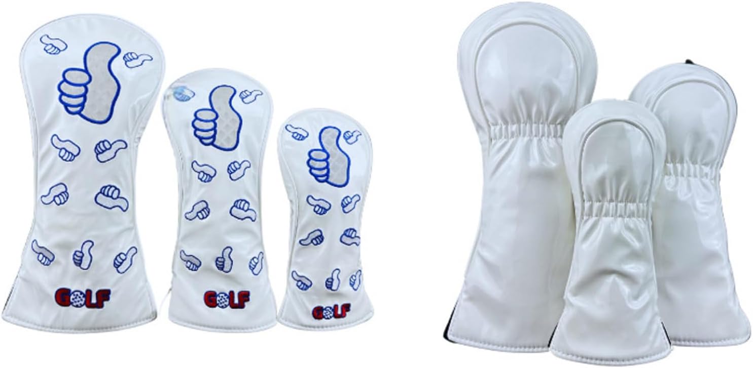Shinsto Golf Wood Headcover Thumb Embroidery Waterproof Protector 1 3 5 UT Hybrid Club Cover