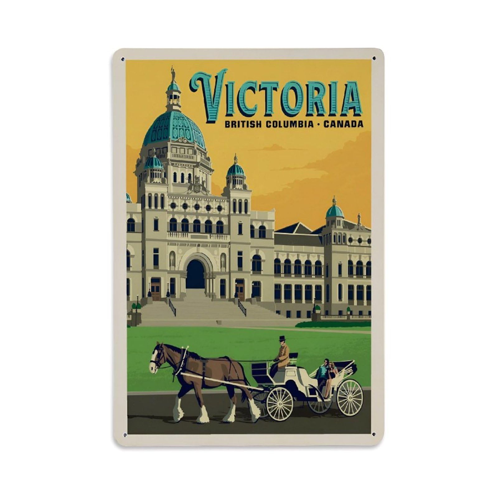 Vintage Trave Poster Canada Victoria Metal Tin Sign Wall Decor for Cafe, Club, Garden Metal Poster 8x12Inch
