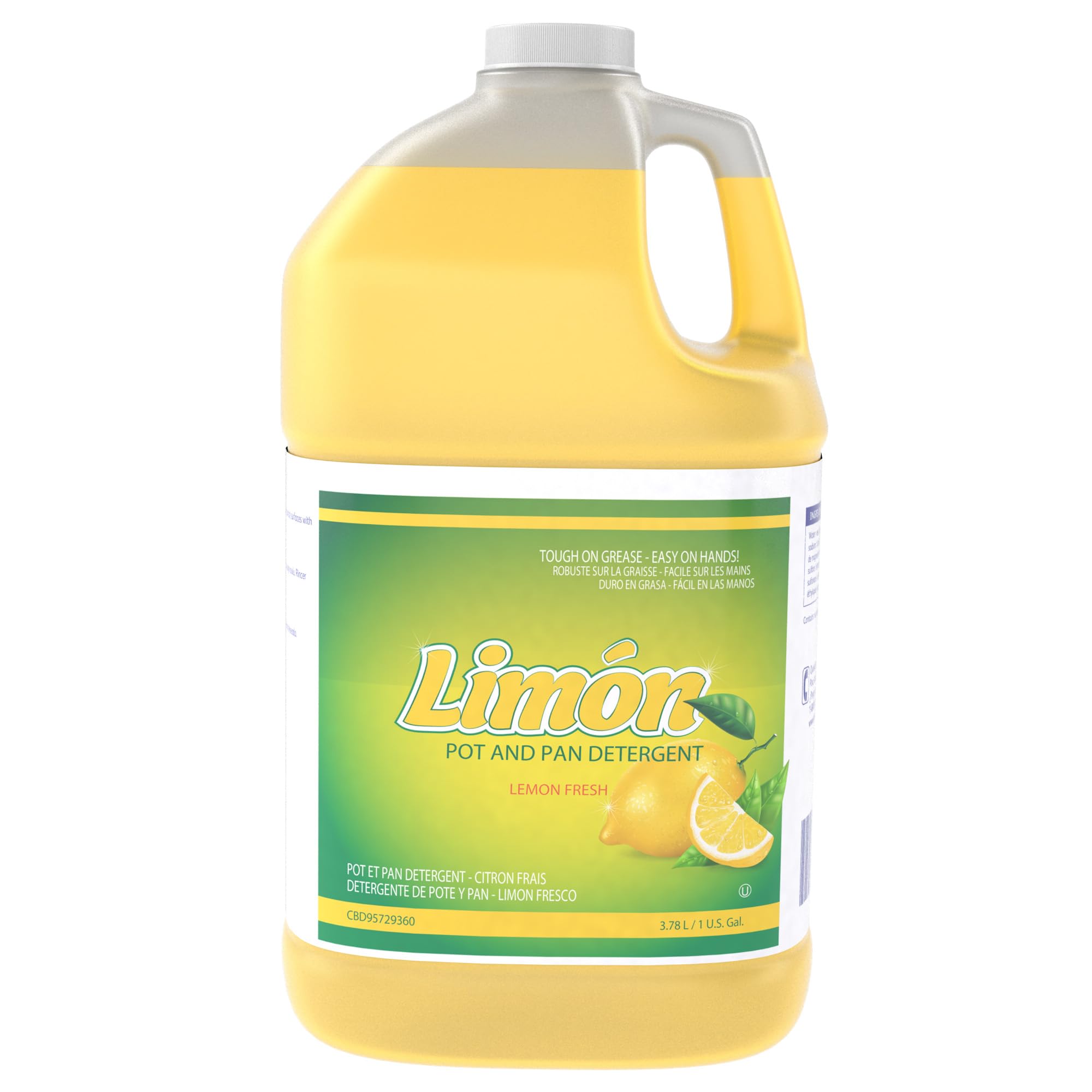Diversey Limon Pot &amp; Pan Detergent - Tough On Grease, Easy On Hands - High-Sudsing Liquid Dish Soap Concentrate, Lemon Fresh Scent, 1-Gallon