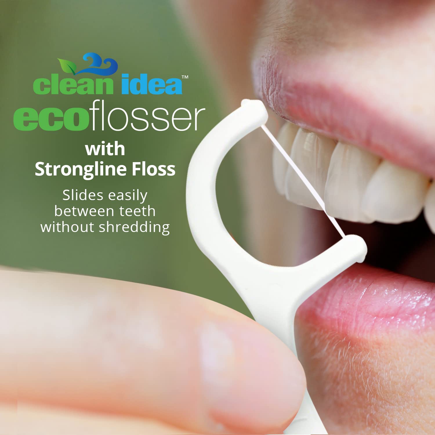 EcoFlosser – Empaquetado individualmente – 180 púas – Púa de hilo dental – Basado en plantas – Palo de hilo dental