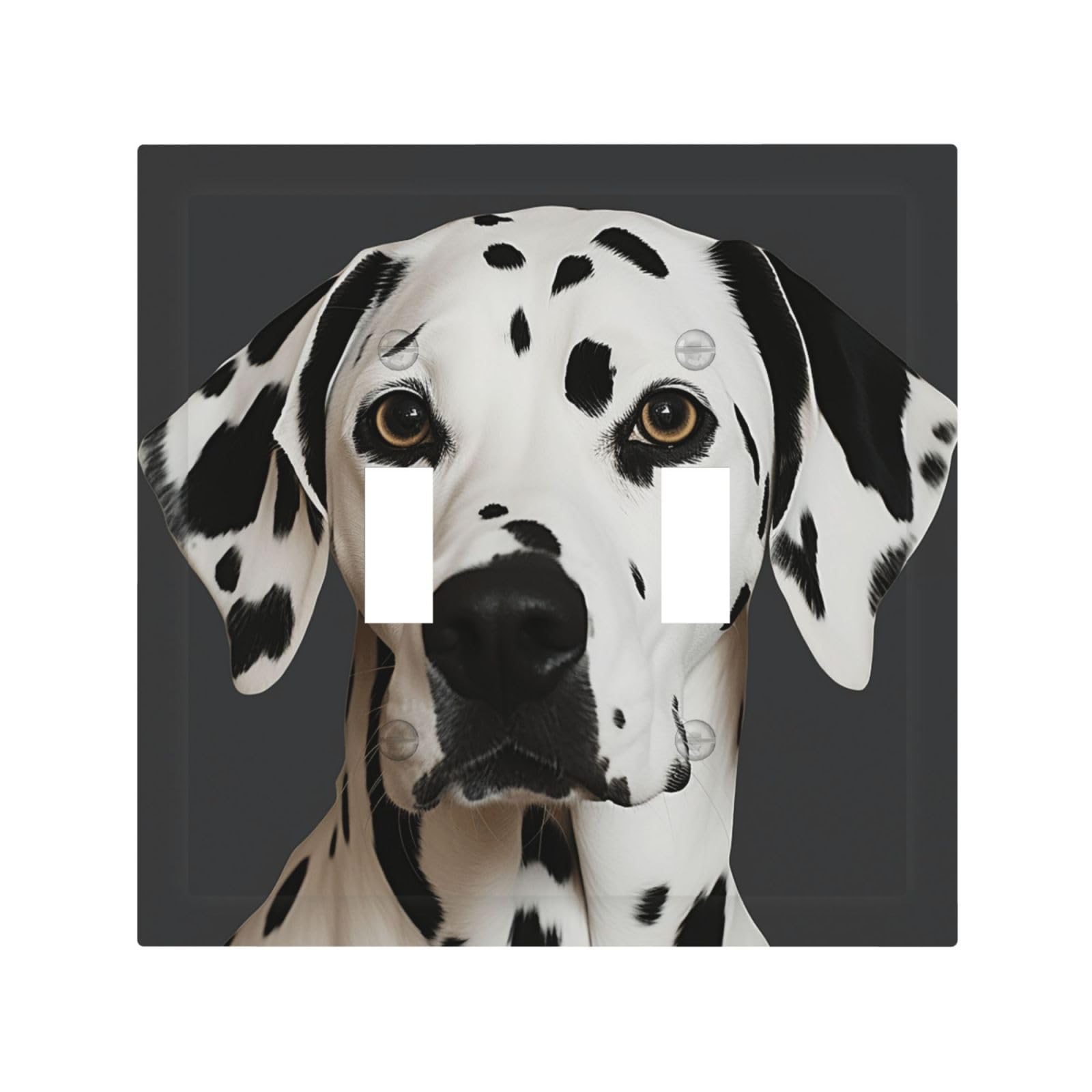 Kloph White Decorator Double Toggle Light Switch Covers Dalmatian Wall Plate 2-Gang Mid Size 5" X 4.9" Double Toggle Switch Wallplate Decorative 2 Gang Wall Switch Plate Covers