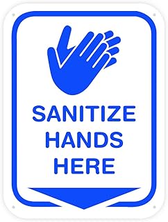 emooshi Sanitize Hand Sign with Down Arrow Direction Keep Your Hands Sanitize Walls Sign Size 8.5