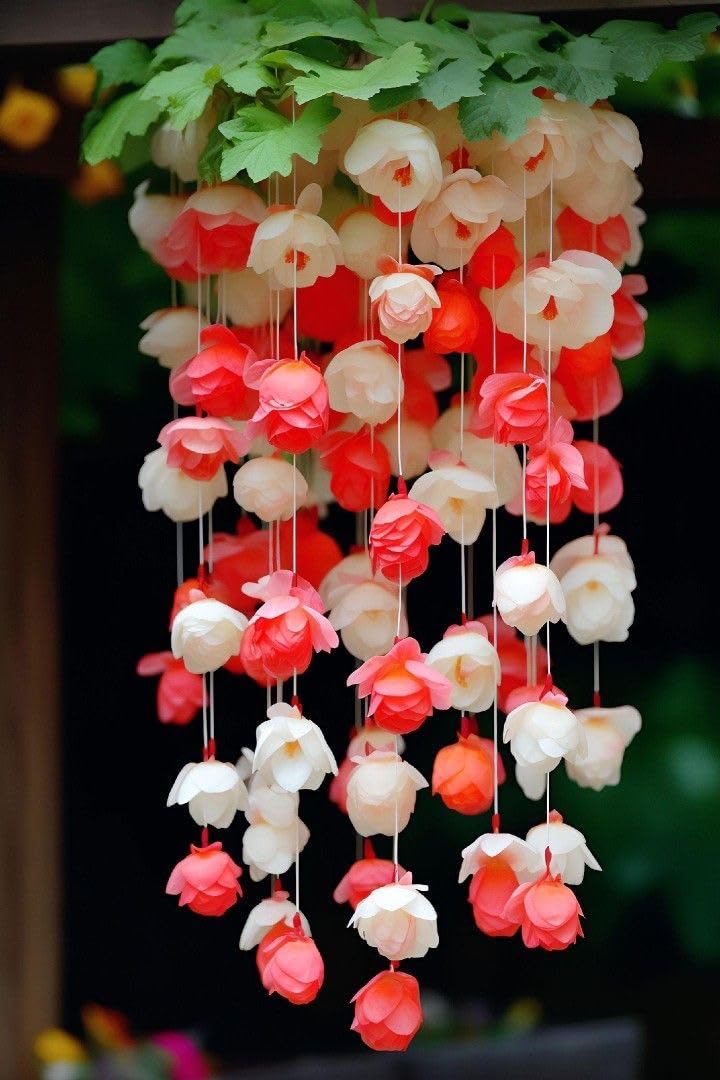 Imported Weeping Begonia Flower Bulbs for Home and Kitchen Gardening Pack of 2 Bulbs (PEACH PINK WITH WHITE)-image-15